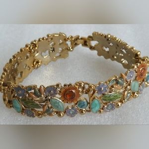 BEEEUTIFUL LIZ CLAIBORNE VINTAGE MULTI-COLORE LITTLE BEES IN THE GARDEN BRACELET
